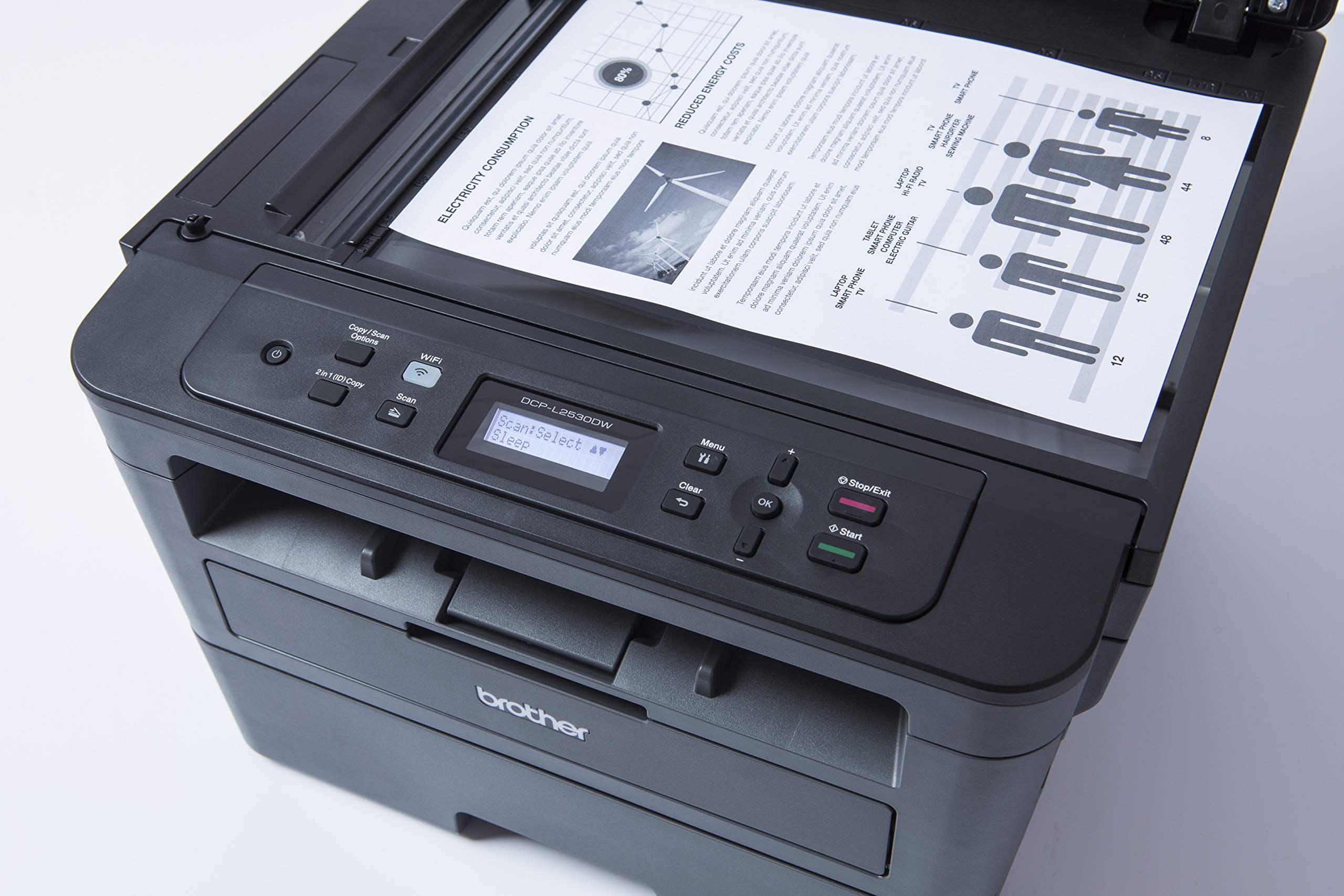 Brother DCP-L2510D Imprimante Multifonction 3 en 1 Laser - Monochrome - A4 - Impression Recto-verso, Numérisation, Copie - sans Wi-Fi