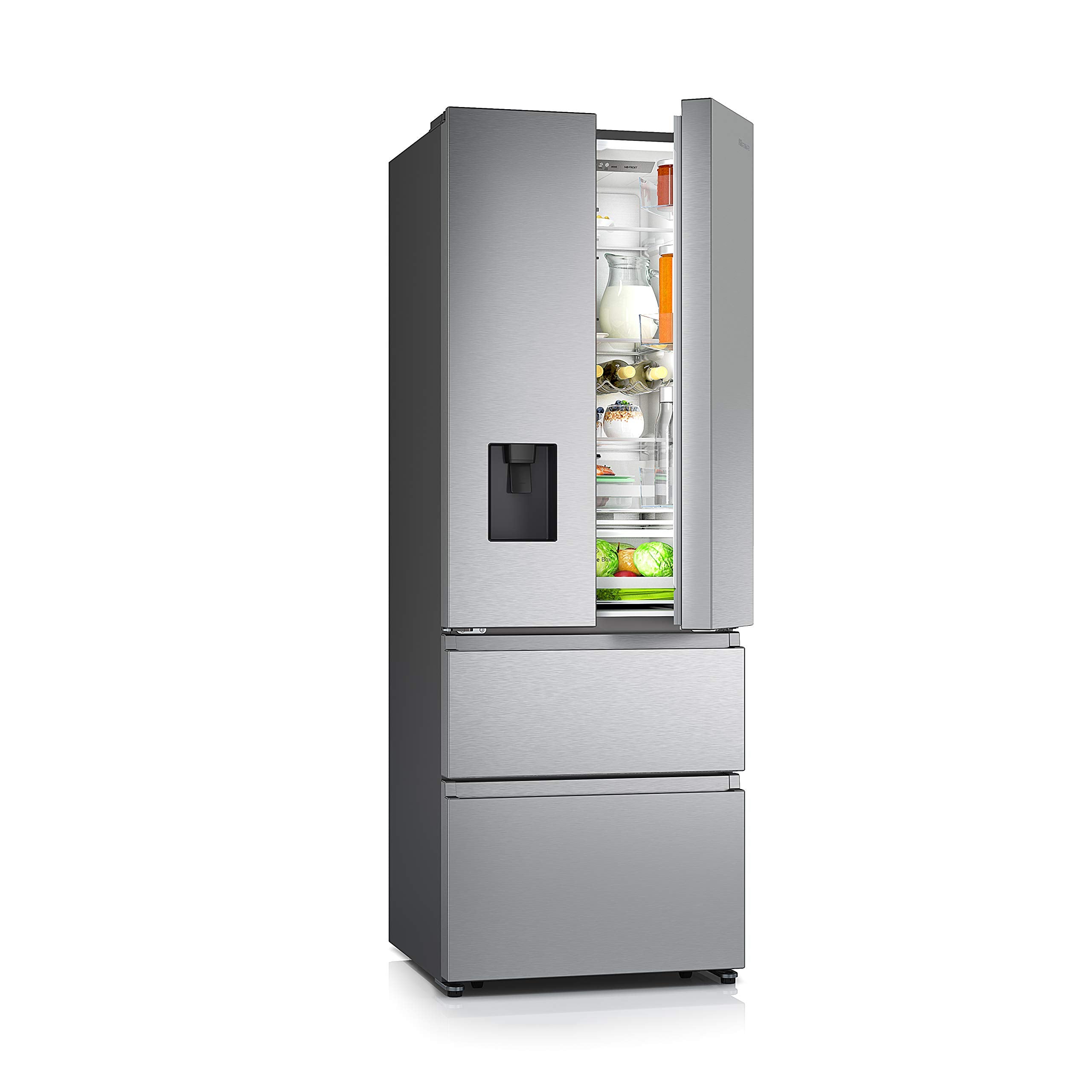 Hisense RF632N4WIE Réfrigérateur congélateur à porte française, NoFrostPlus, compresseur inverter, distributeur d'eau, CrispZone, 200 cm, partie réfri