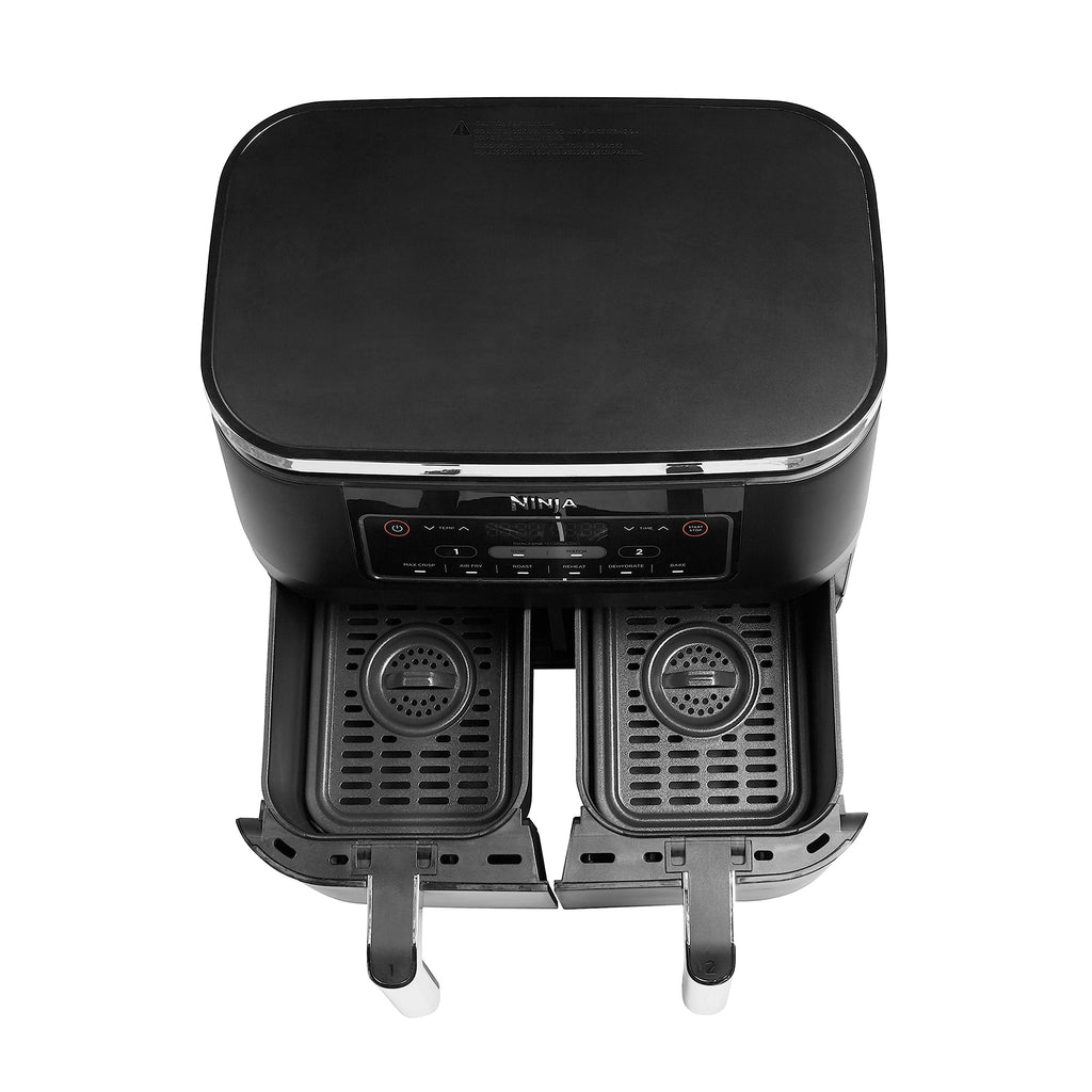 NINJA Foodi DualZone Air Fryer 2 Compartiments, 2 Zones de Cuisson Indépendentes, Capacité 7,6L, Air Fyer 6-en-1, Max 240°C, Pièces Antiadhésives Amovibles lavables au lave-vaisselle, Noir AF300EU