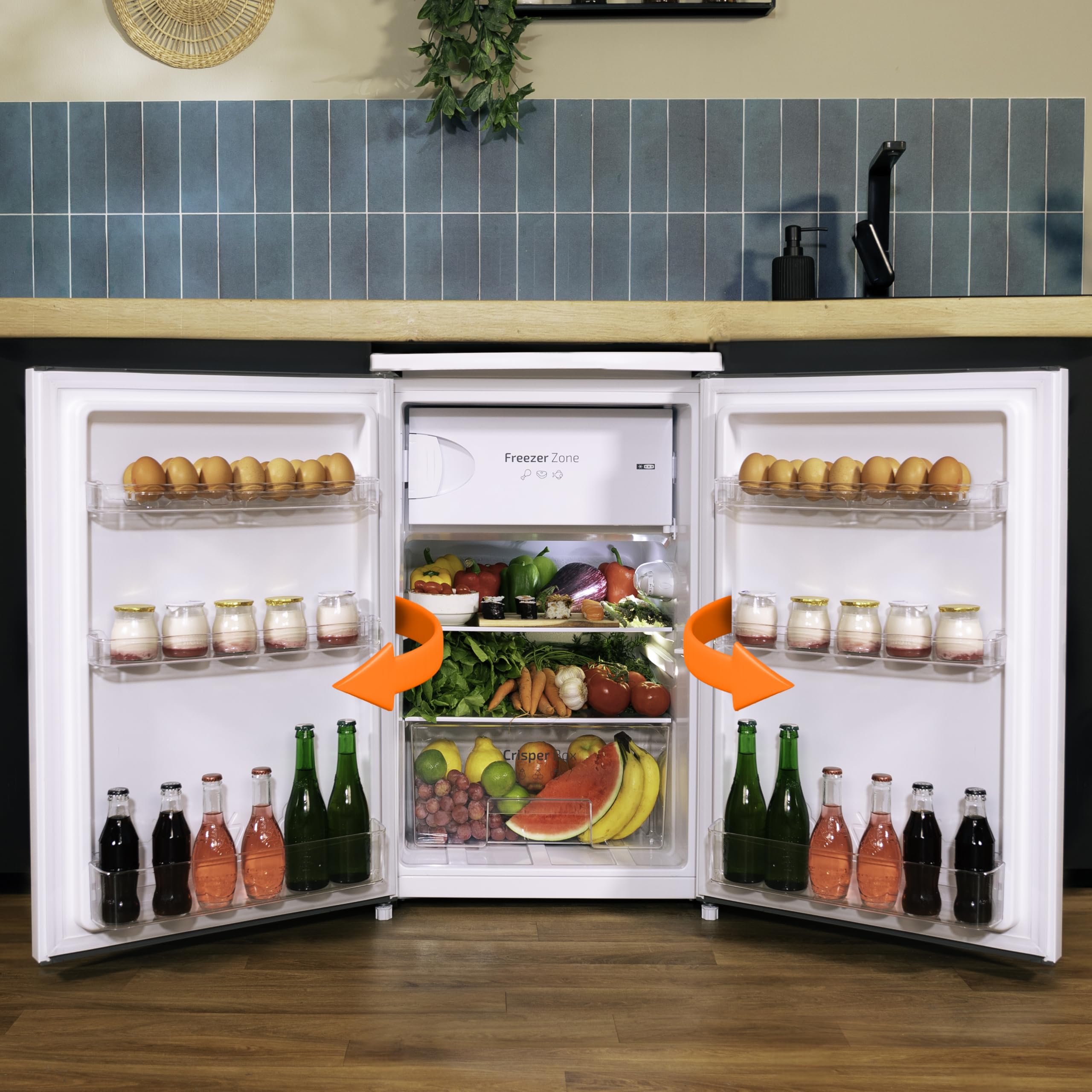 Cecotec Mini Réfrigérateur 107 L Bolero CoolMarket TT 107 White, Classe Énergétique E, Économie d'Énergie, Porte Réversible, Tiroir Congélateur, Faible Niveau Sonore, Design Compact.