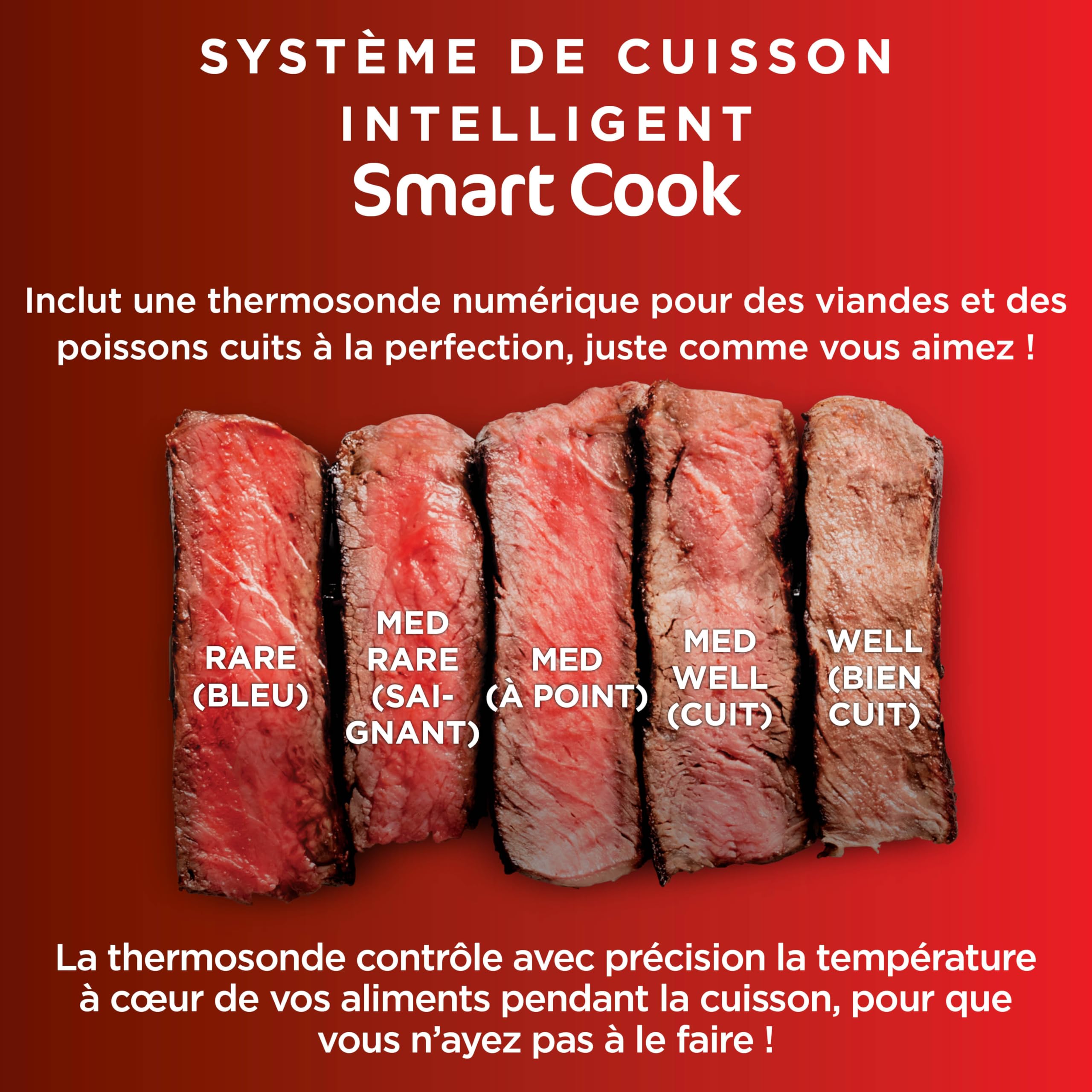 Ninja MAX 6-en-1 Grill d’intérieur et friteuse sans huile, 6 modes, cuit jusqu’à 6 hamburgers, capacité 3,8 l, faible dégagement de fumée, thermomètre à viande numérique inclus, Gris/Argent, DG551EU