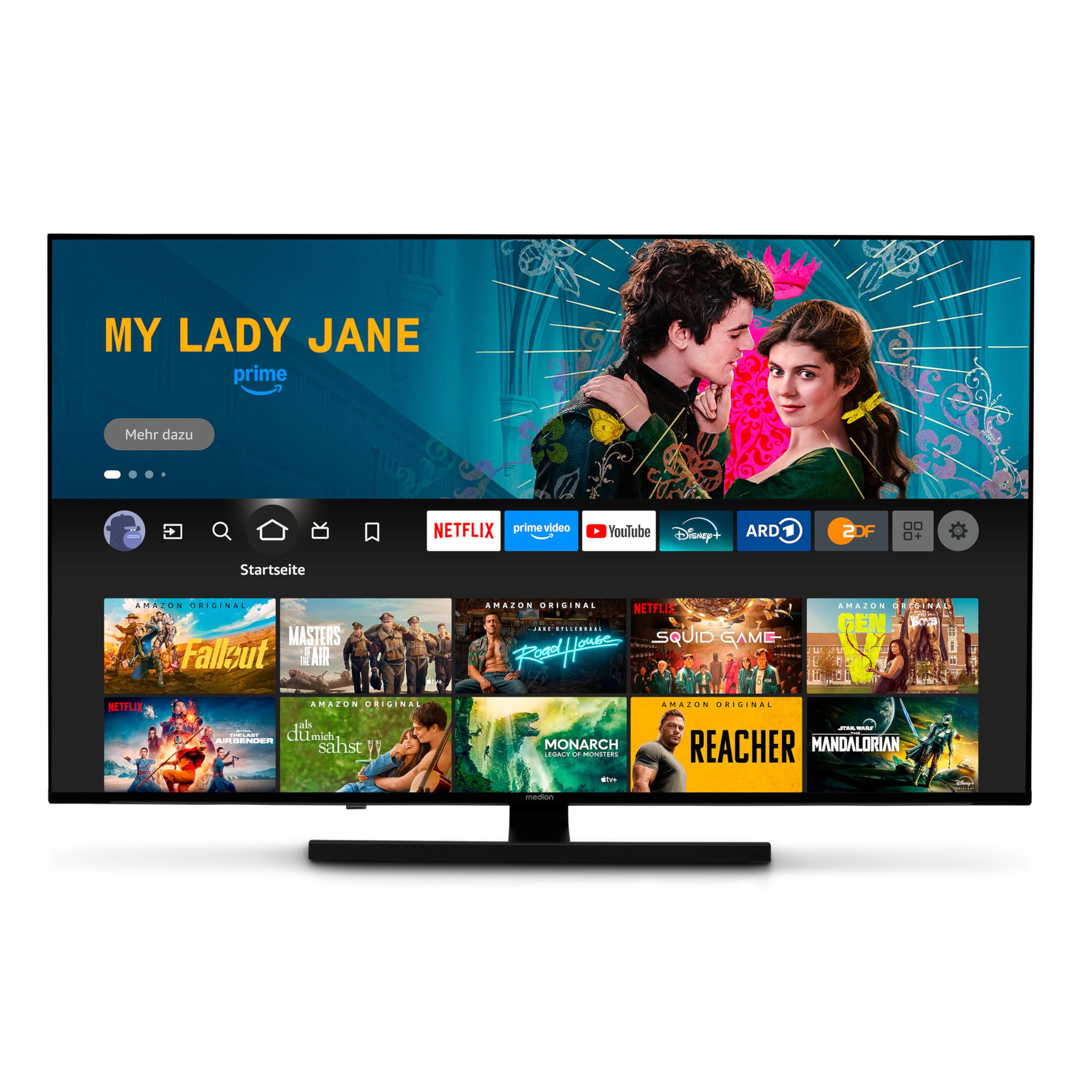 MEDION Téléviseur QLED 108 cm (43 "), Fire TV, Smart TV, Dolby Vision HDR, Dolby Atmos, Prime Video, Bluetooth, DVB-T2, MD 843800)