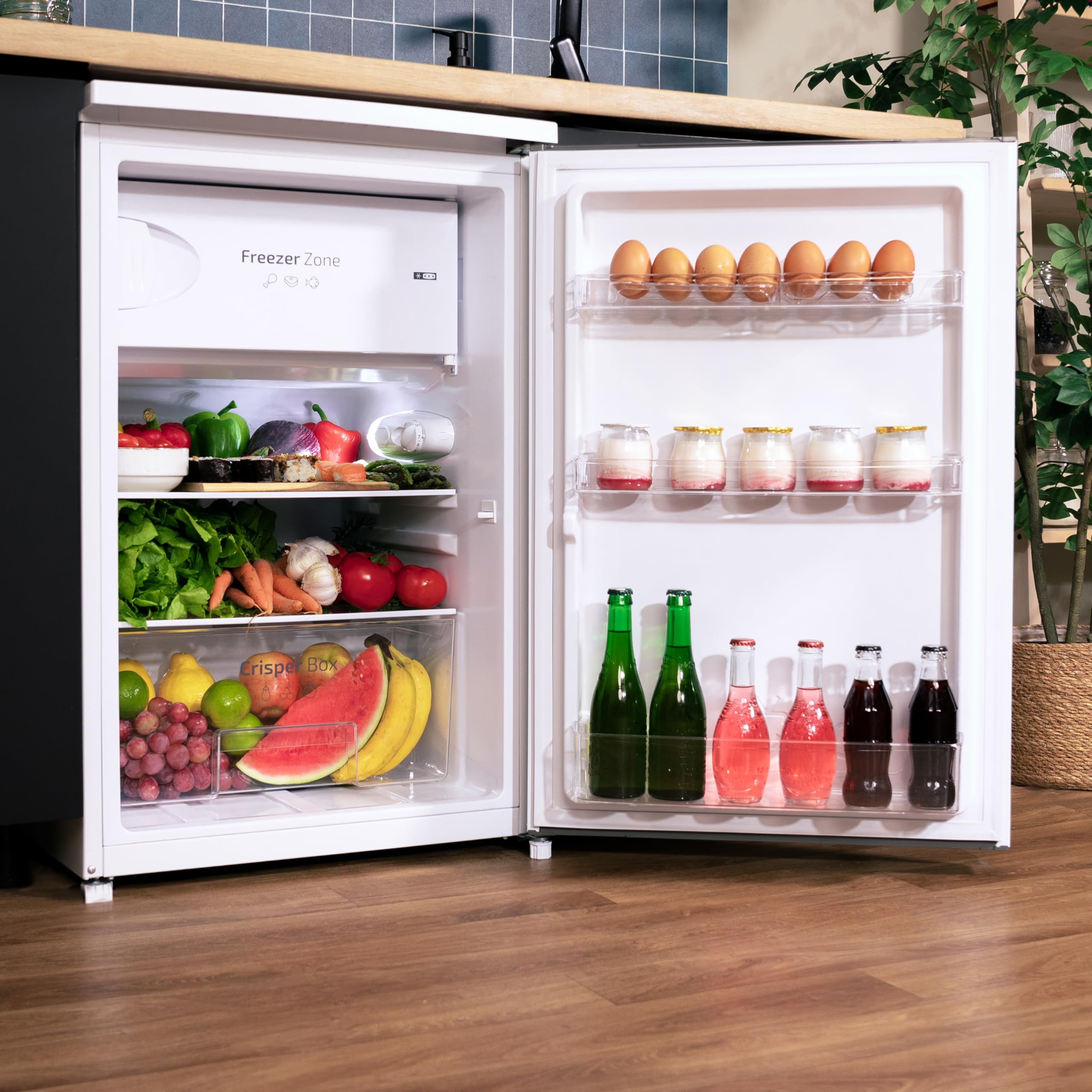 Cecotec Mini Réfrigérateur 107 L Bolero CoolMarket TT 107 White, Classe Énergétique E, Économie d'Énergie, Porte Réversible, Tiroir Congélateur, Faible Niveau Sonore, Design Compact.
