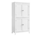Titre technique : Armoire blanche en bois avec 4 portes de rangement.