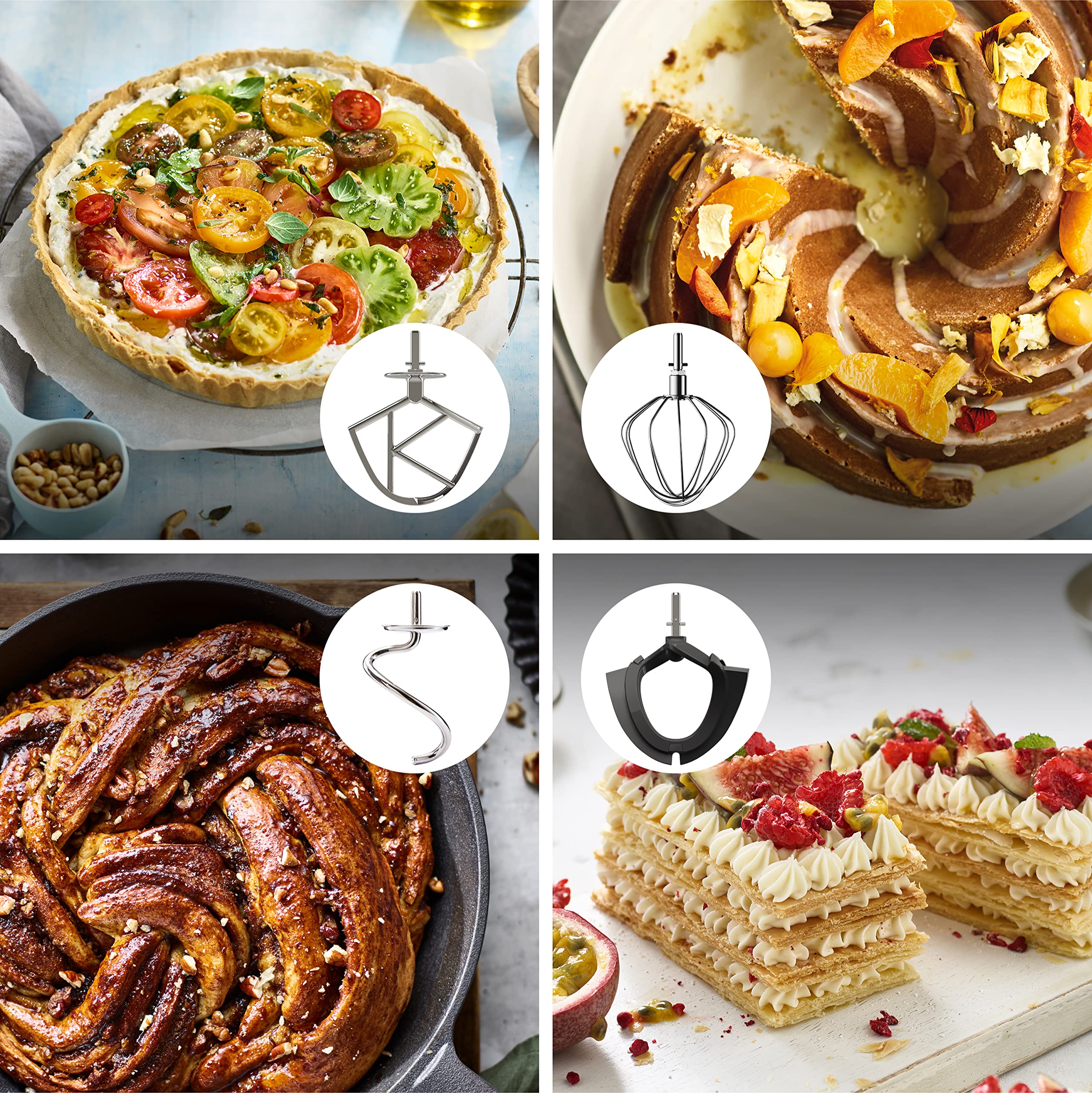 Kenwood Titanium Chef Baker KVC85.004SI Robot Patissier avec Balance Intégrée, Inclus Ensemble Pâtisserie 3 Pièces, Bol de Mélange de 5L et 3.5L, Régulateur de Vitesse Progressif, 1200W, Argenté